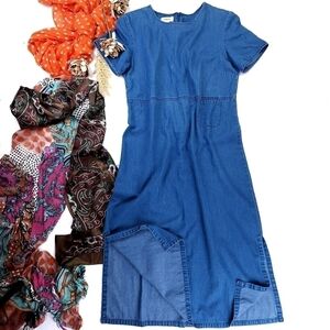 Talbots Petite Denim Maxi Dress Sz 12P